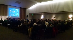 Rutherford Platt speaking to a packed house at the Maryland Historical Society.