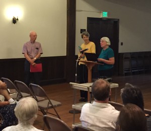 Emeritus Directors Judy Dobbs and Sandy Sparks thanking outgoing Board President Ed Orser for his leadership.