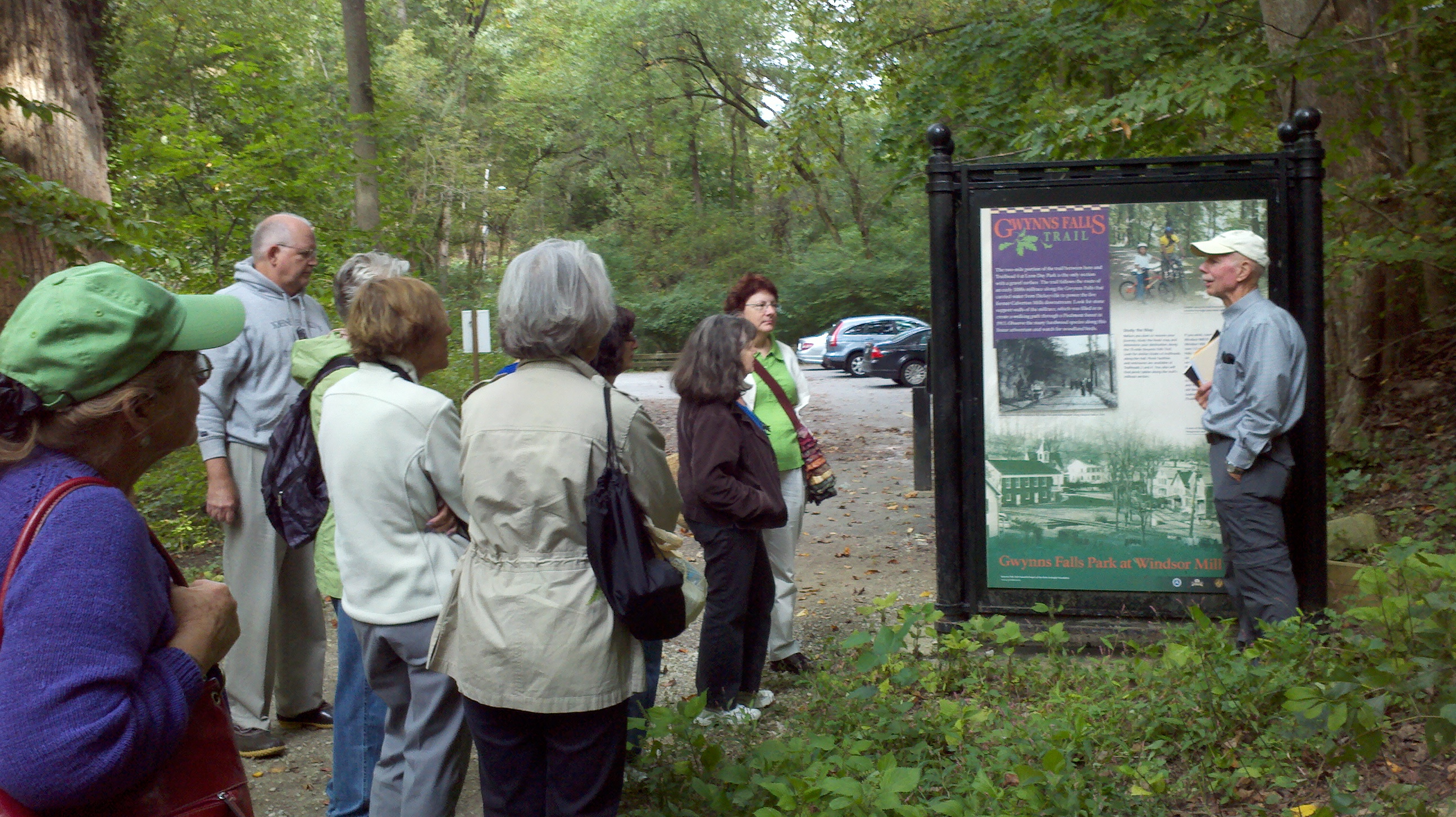 Ed Orser leading a tour of the Gwynns Falls Trail for students in the 2013 Odyssey course.
